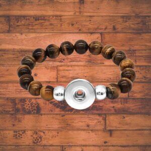 Tigereye Bead Snap Button Bracelet fits 18/20 Snap